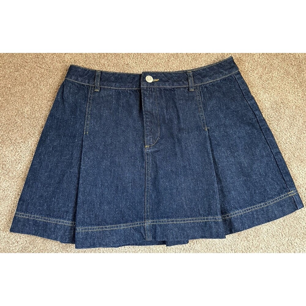 ALIGNE Yolie Pleat Denim Mini Skirt (Indigo), size UK 14 / US 10, 100% cotton, - Picture 10 of 16